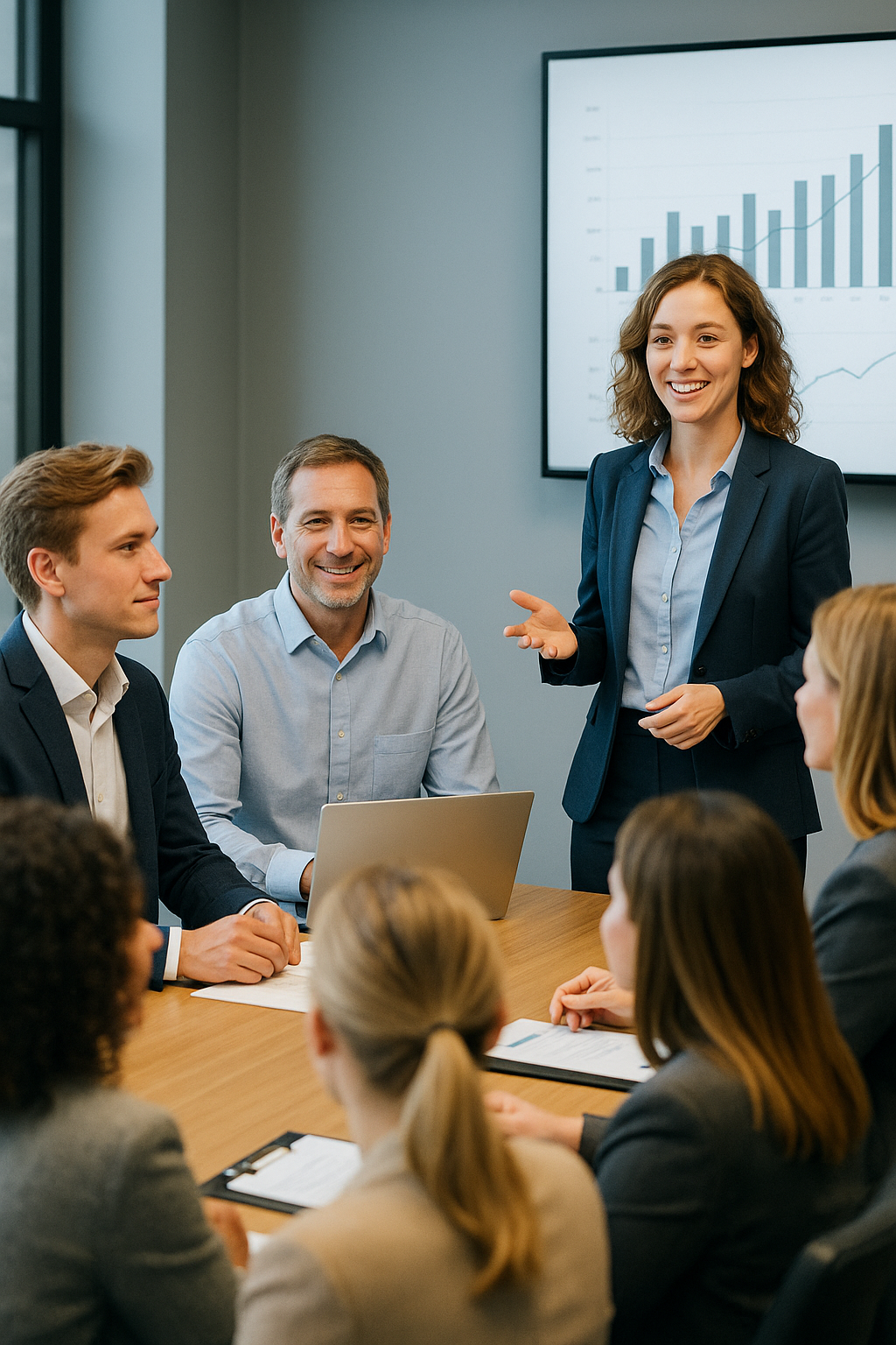 Ein Führungsteam trifft sich mit Mitarbeitern